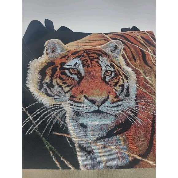 Bengal Tiger Scene Weaver Tote Bag Designer By AL Agnew Exc Cond Made In The USA - Picture 2 of 10